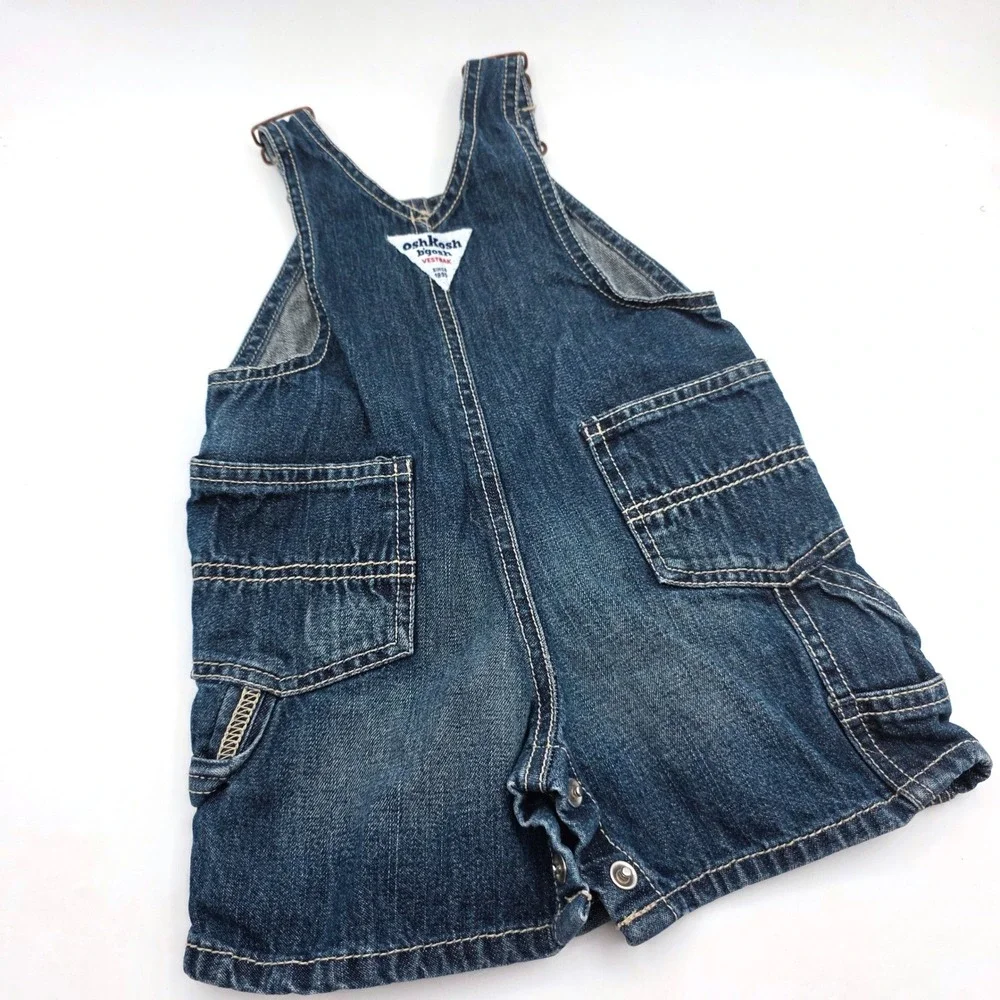 OshKosh Bgosh Vintage Y2K Denim Shortall Overalls Dark Wash 6‎ Months Vestbak